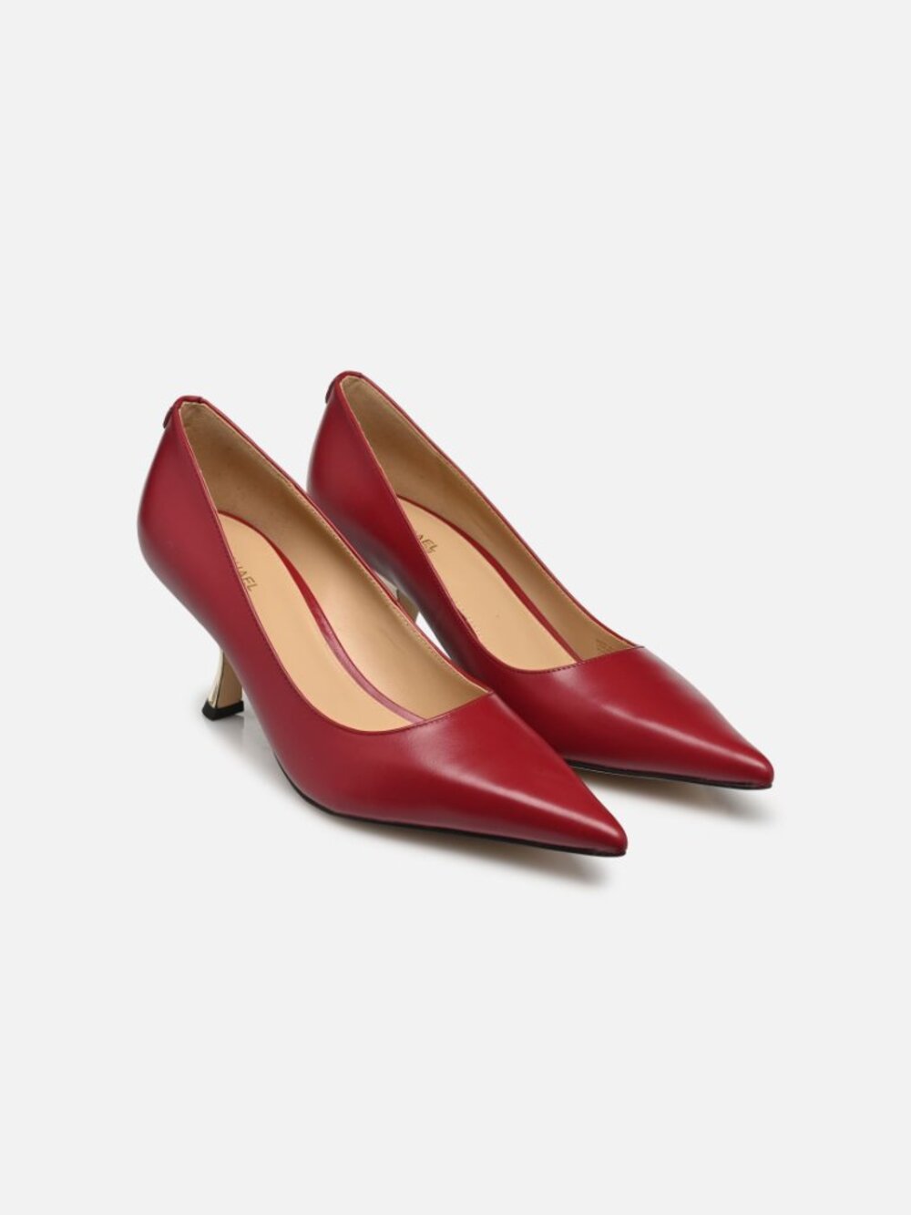 Michael Kors Women's Red Pointed-Toe Leather Gold Metal Heel Pumps Size 11/42 - Picture 4 of 12